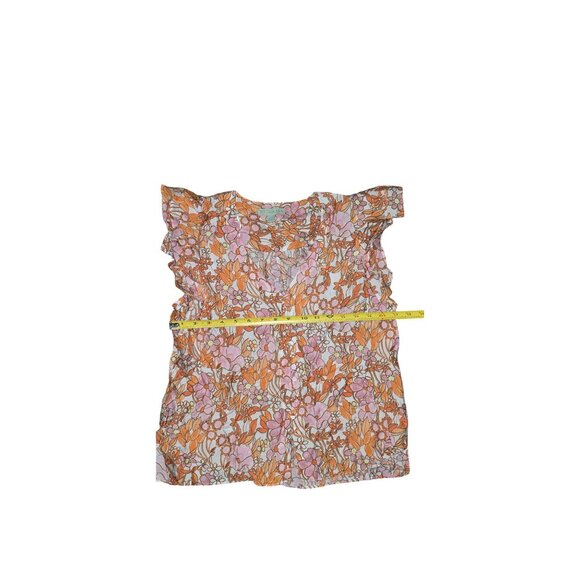Floral Ruffle Sleeve Top By Ryegrass Small Orange & Pink - Picture 7 of 7